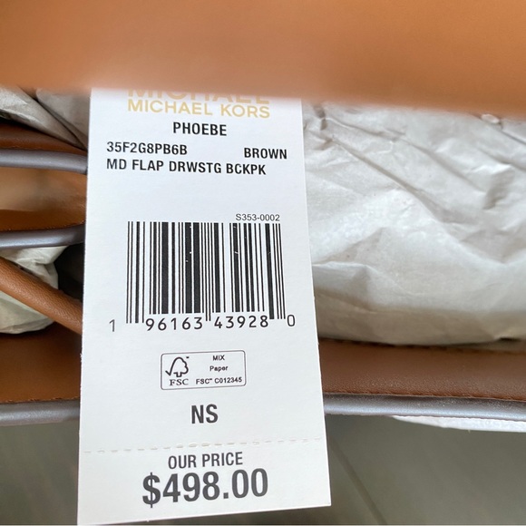 Michael Kors Phoebe Medium FLAP Drawstring Brown MK Travel School Backpack - Picture 6 of 16